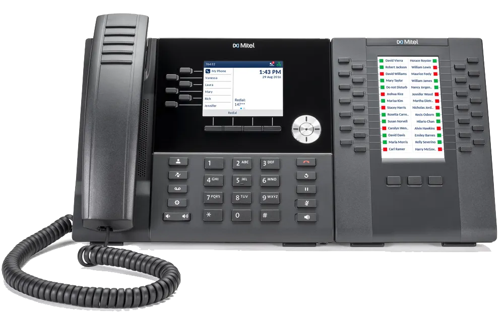Téléphone SIP Mitel série 6900 équipé d'un module d'extension de touches M695